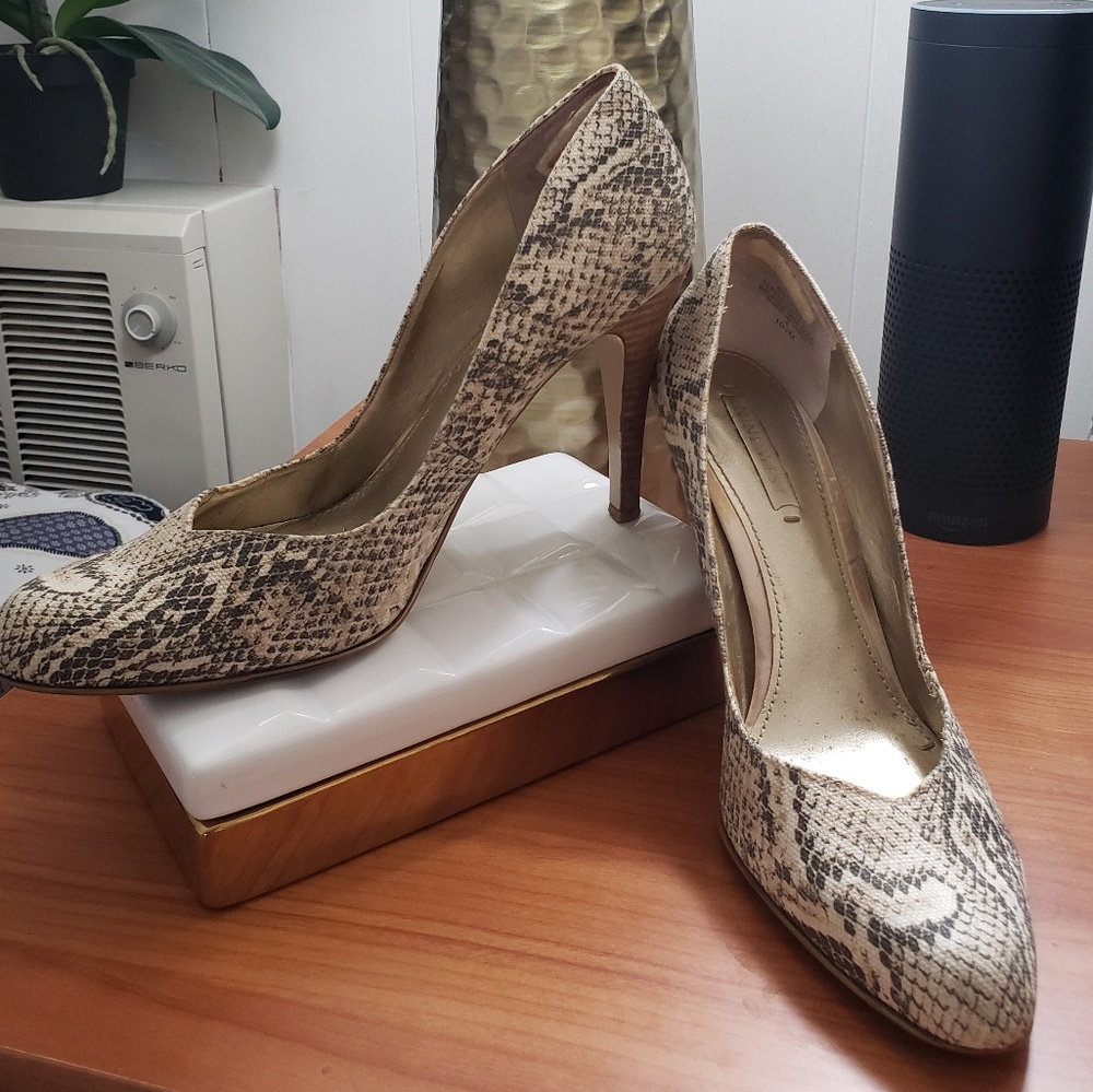 Nine West Snake Print canvas heels
